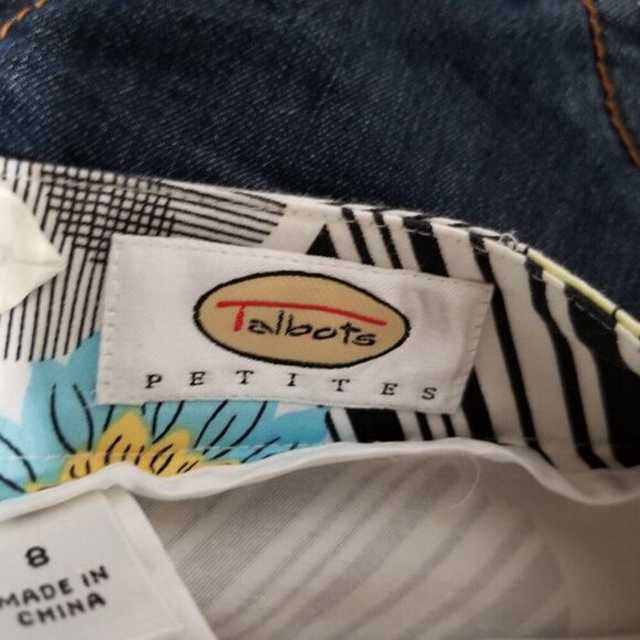 Talbots Mid Century Modern A line Skirt Blue White Women's 8P - Picture 6 of 7